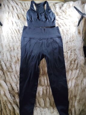JoyLab Black Seamless High-Waist Leggings with Matching Sports Bra